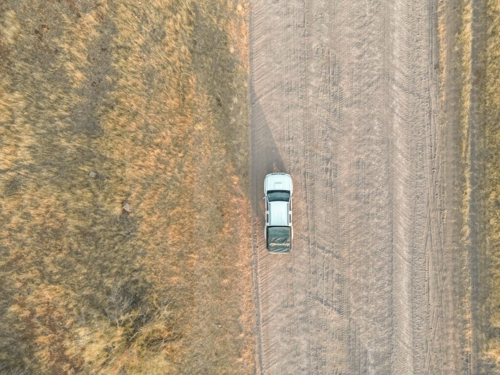 Car on road in Namibia