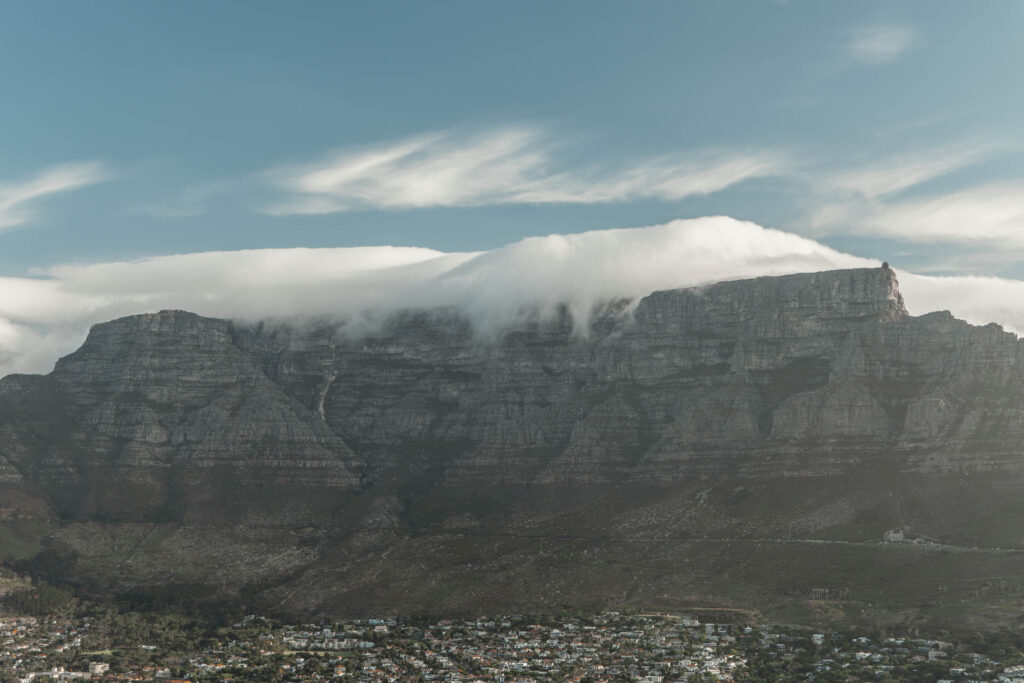 Table Mountain hidden in clouds