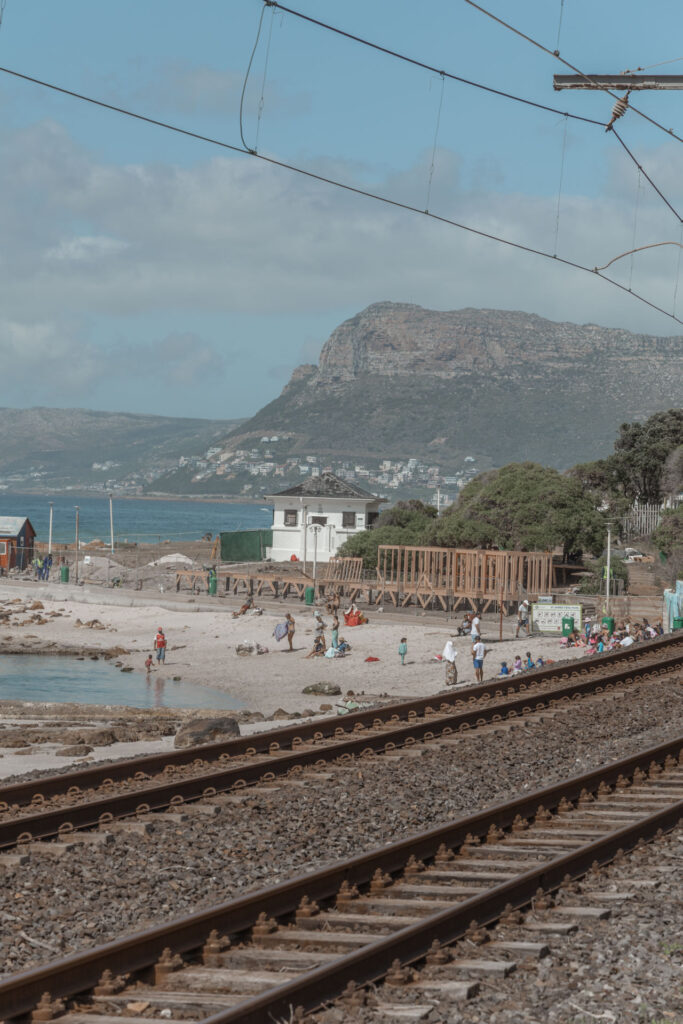 Train tracks and beach